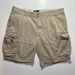 Men’s Polo Ralph Lauren Khaki Cargo Shorts, Size 46 Big, Inseam 9”